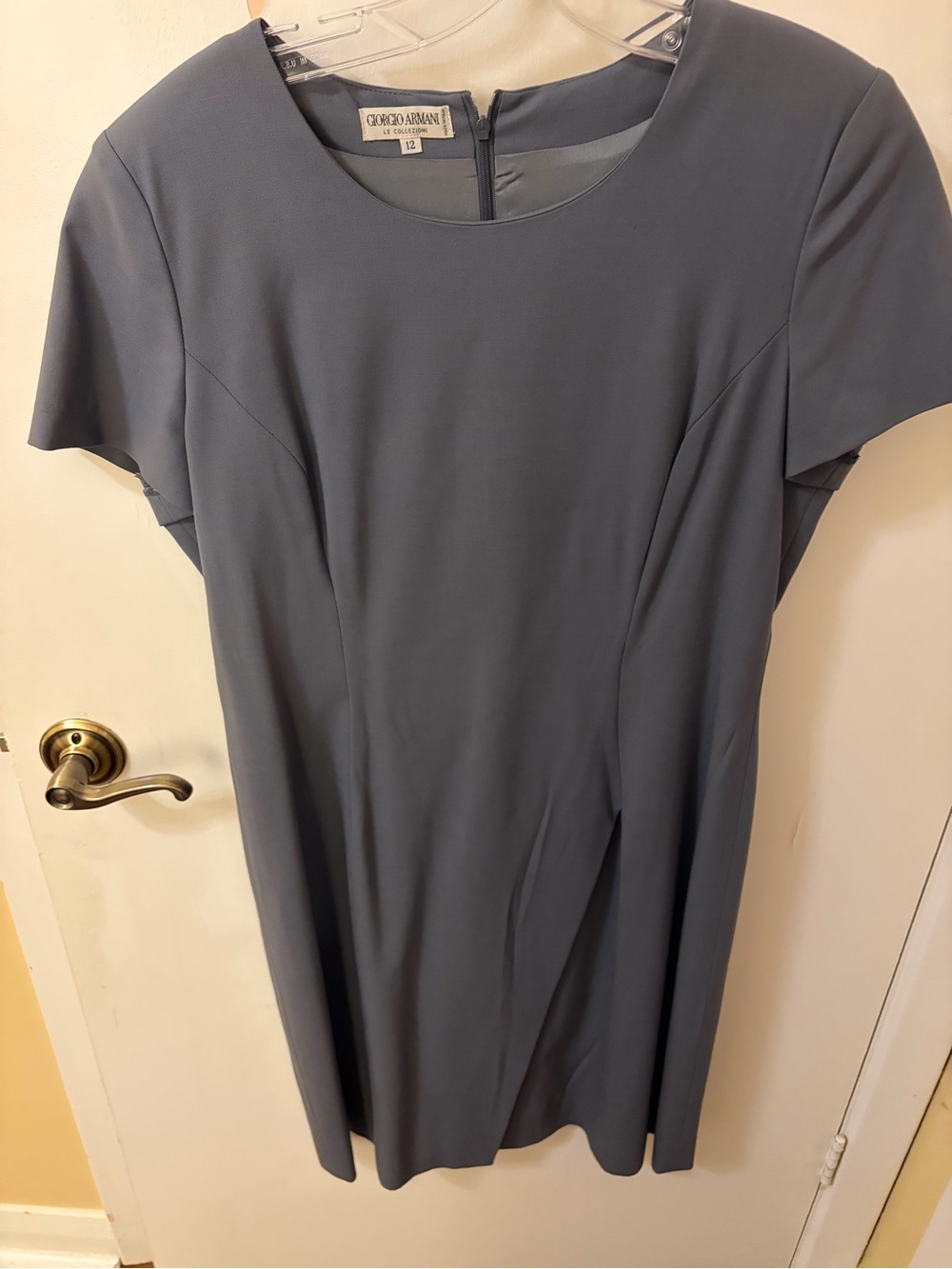 Giorgio Armani Slate Grey Short Sleeve Sheath Dress